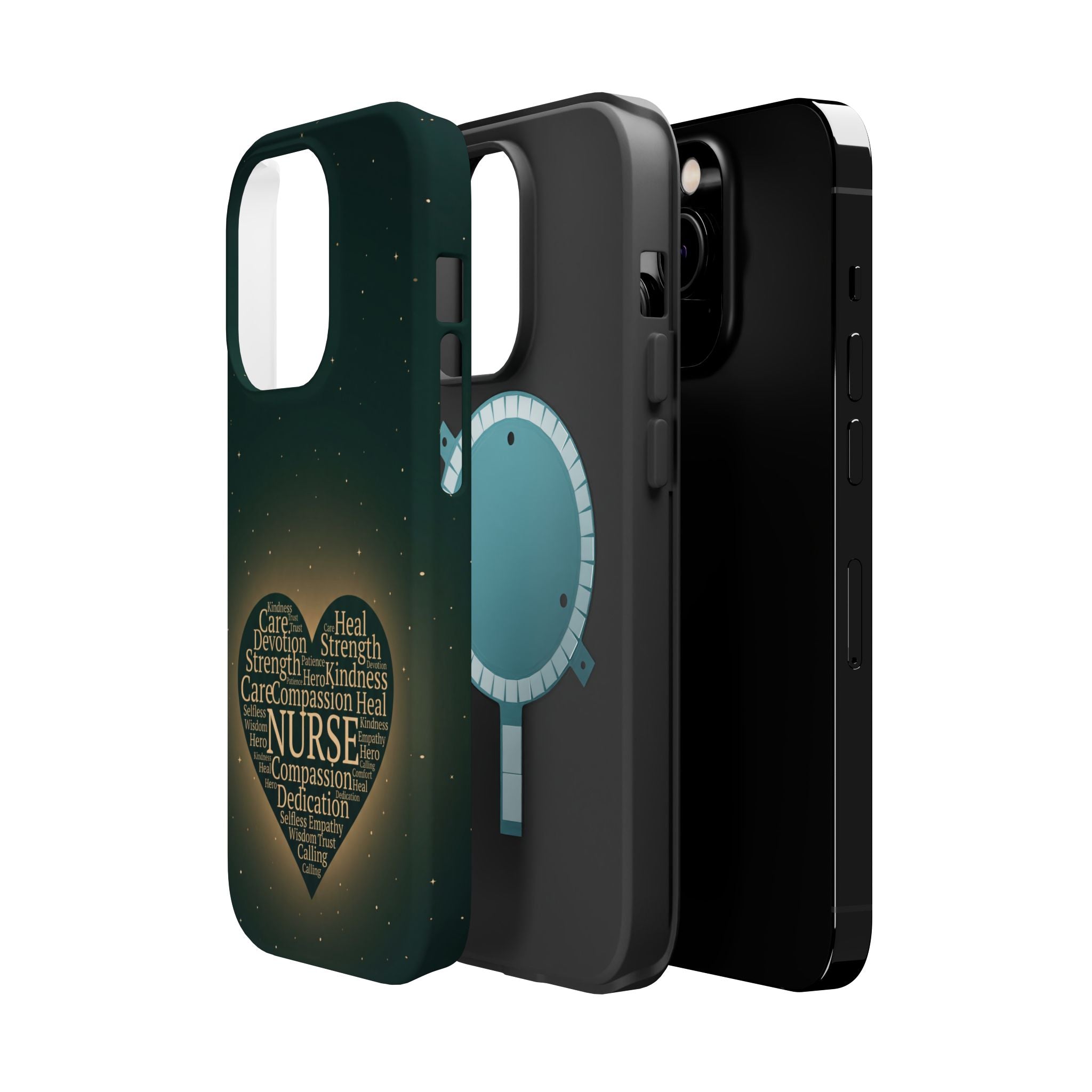 Nurse Heart Word and Art Phone Case — Impact-Resistant Wireless Charging Cover