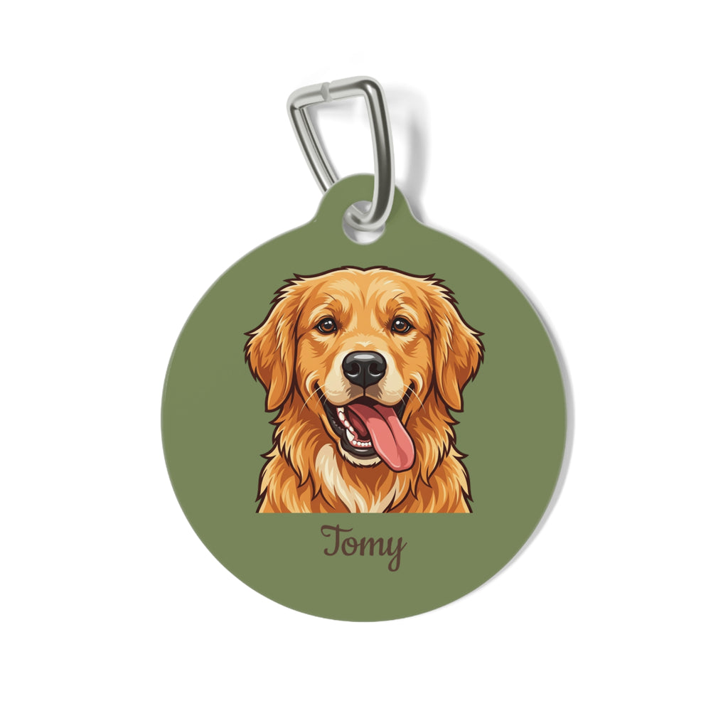 Personalized Golden Retriever Pet Tag – Custom Photo & Name Dog ID Tag