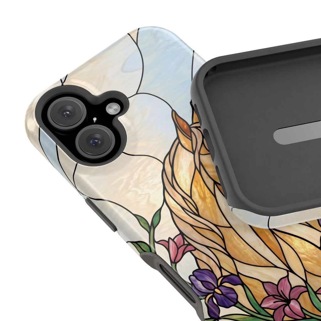 Floral Stained Glass Horse Phone Case — Tough Magnetic Case with Wireless Charging