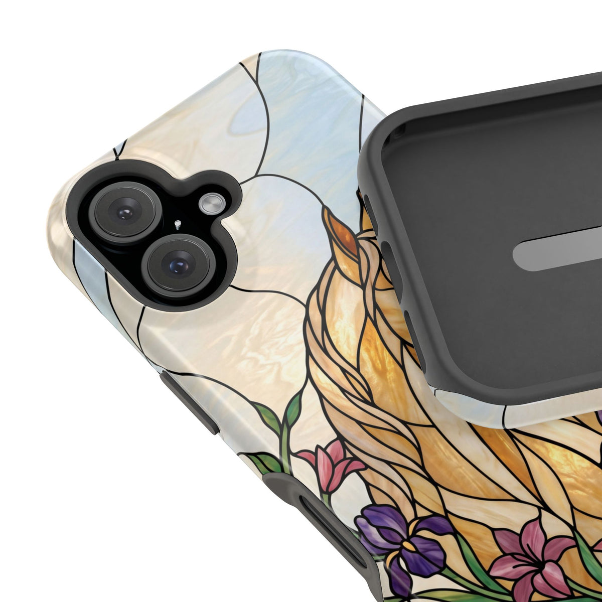 Floral Stained Glass Horse Phone Case — Tough Magnetic Case with Wireless Charging