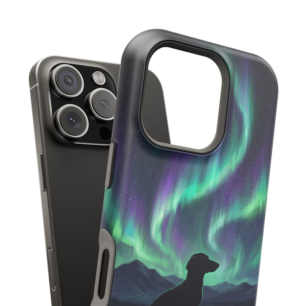 Personalized Dachshund Northern Lights Phone Case — Wireless Charging Cover
