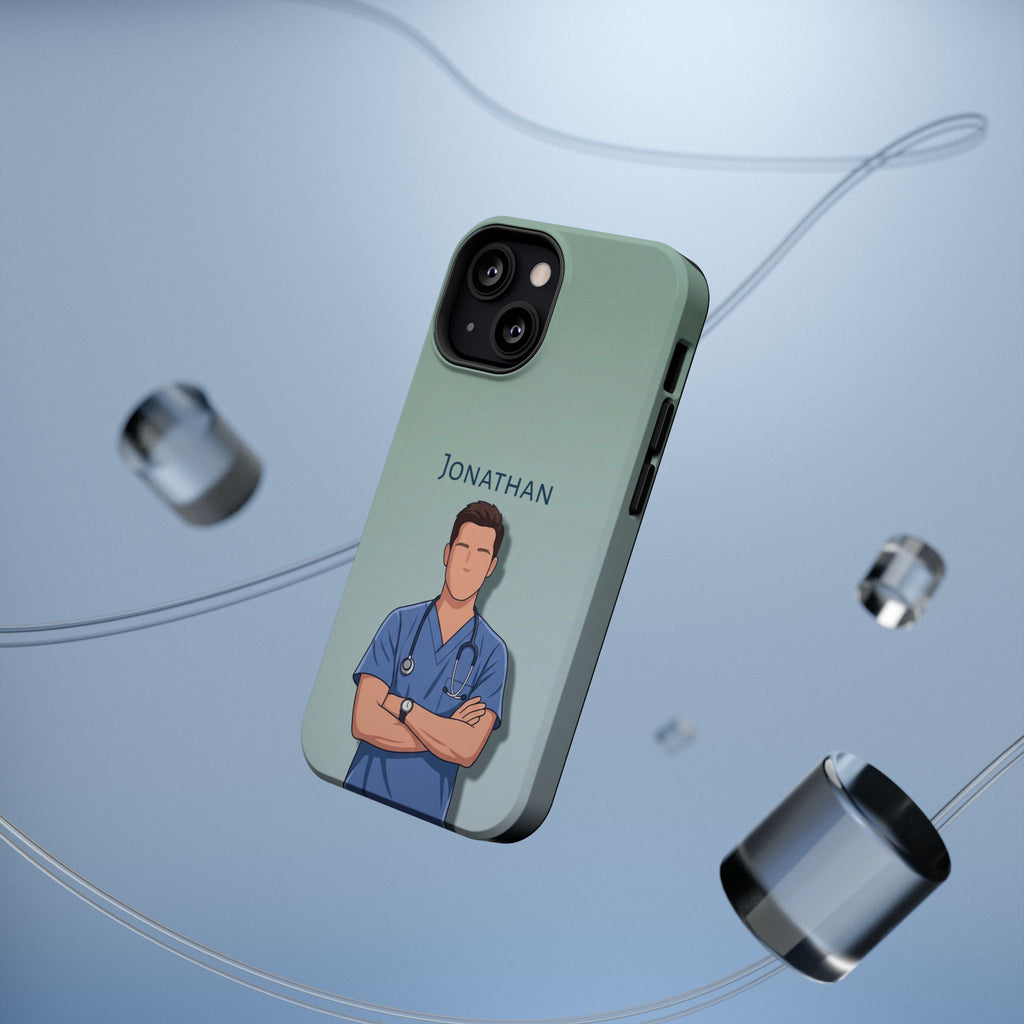 Personalized Nurse Portrait Phone Case — Impact-Resistant Wireless Charging Cover