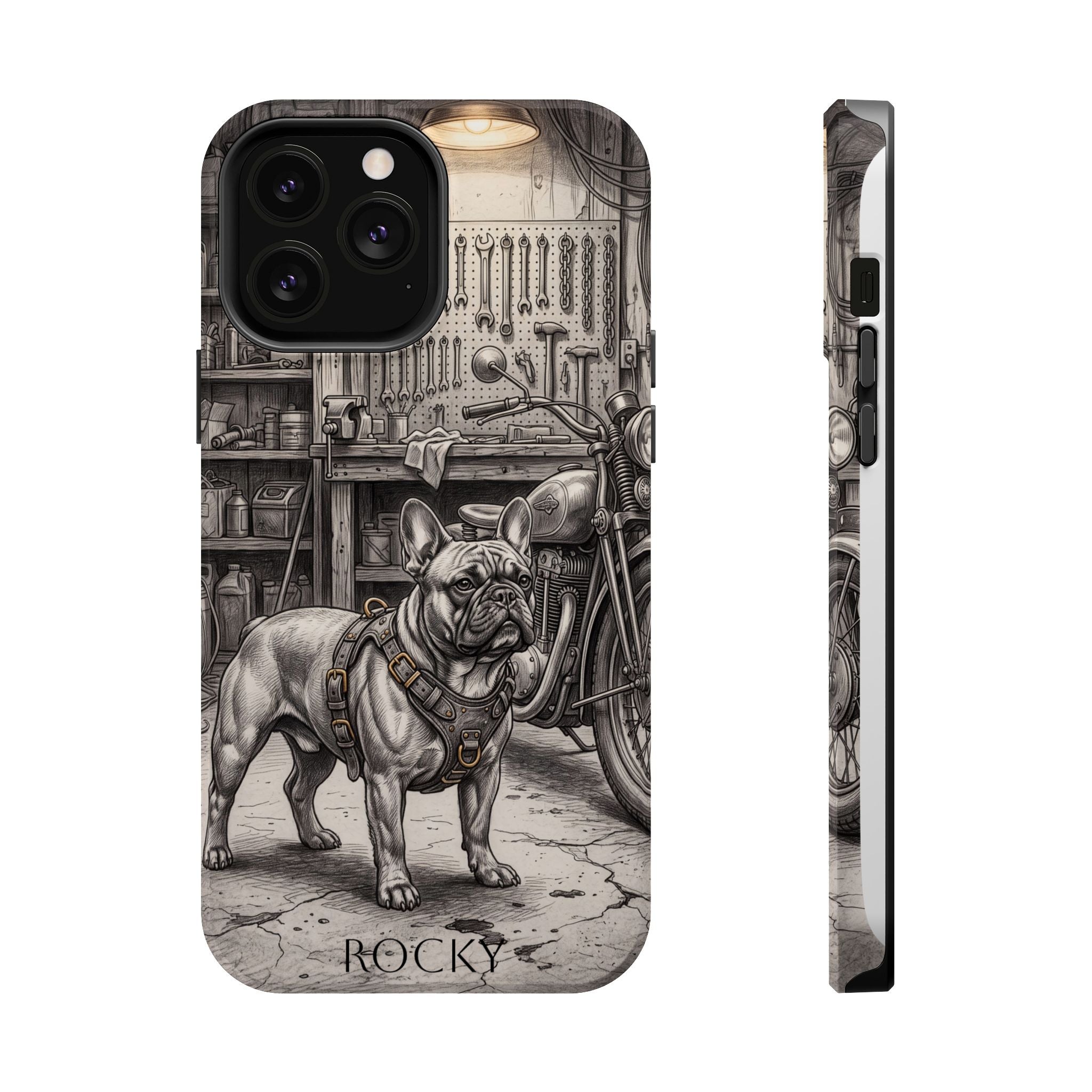 Personalized French Bulldog Vintage Street Phone Case — Wireless Charging Cover