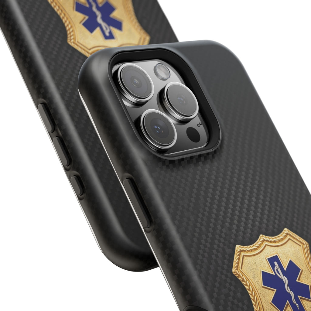 Gold Paramedic Badge Black Phone Case — Magnetic Wireless Charging Cover
