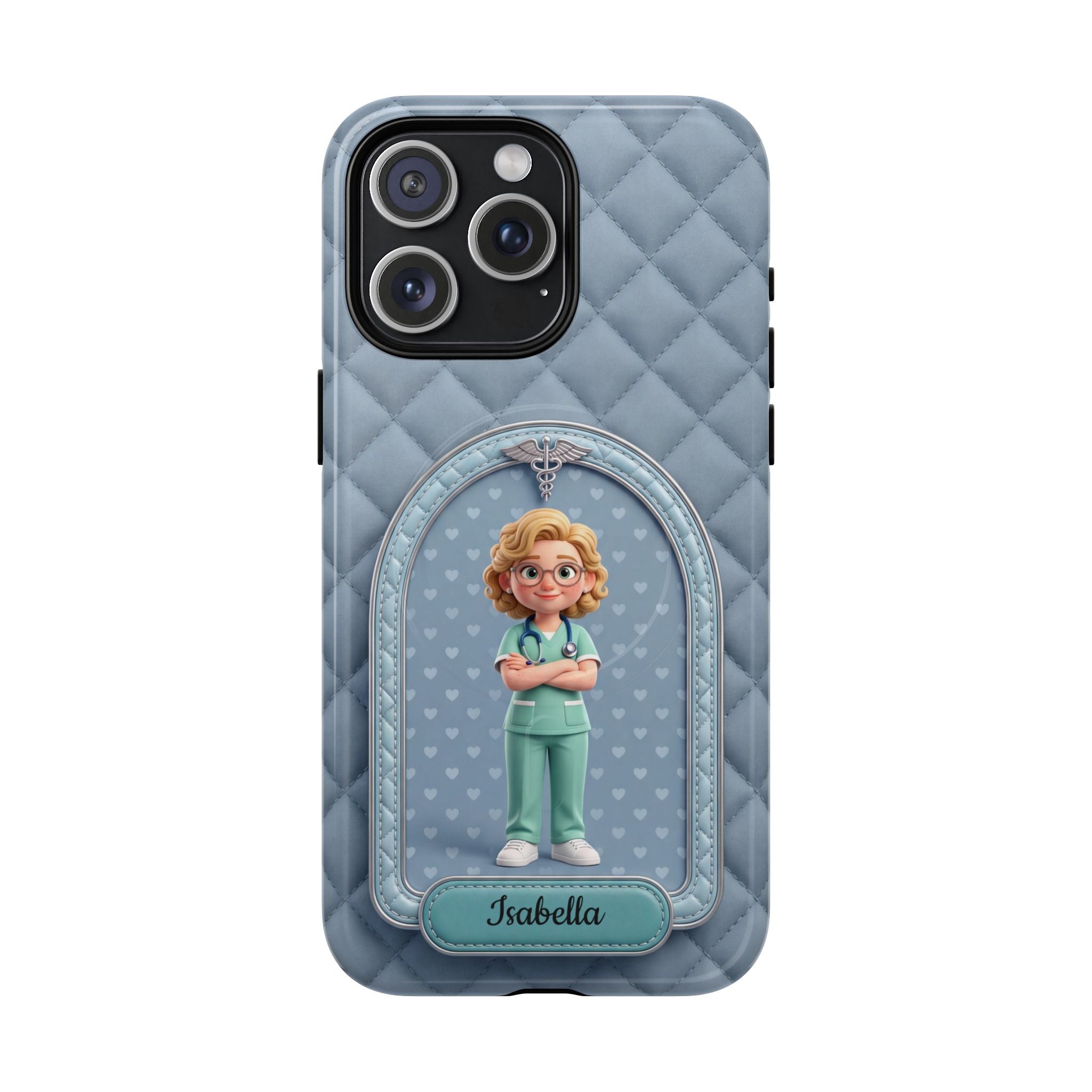 Personalized Nurse Phone Case | Quilted Badge Design, Custom Name iPhone Case