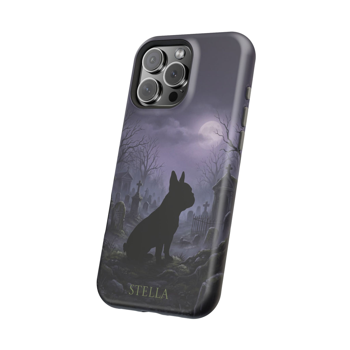 Personalized French Bulldog Moonlit Graveyard Phone Case — Wireless Charging Cover