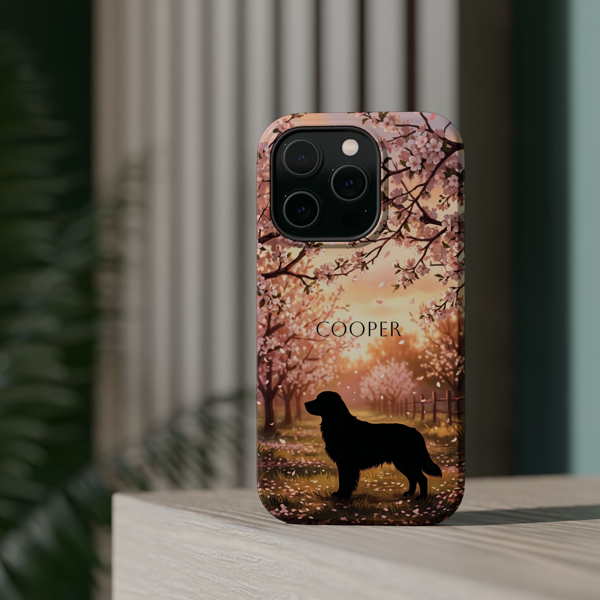 Personalized Golden Retriever Autumn Forest Phone Case — Wireless Charging Cover
