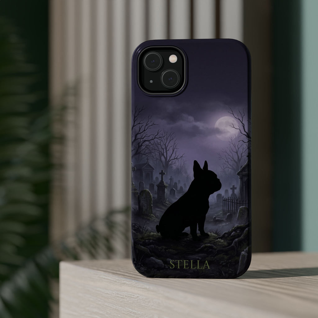 Personalized French Bulldog Moonlit Graveyard Phone Case — Wireless Charging Cover