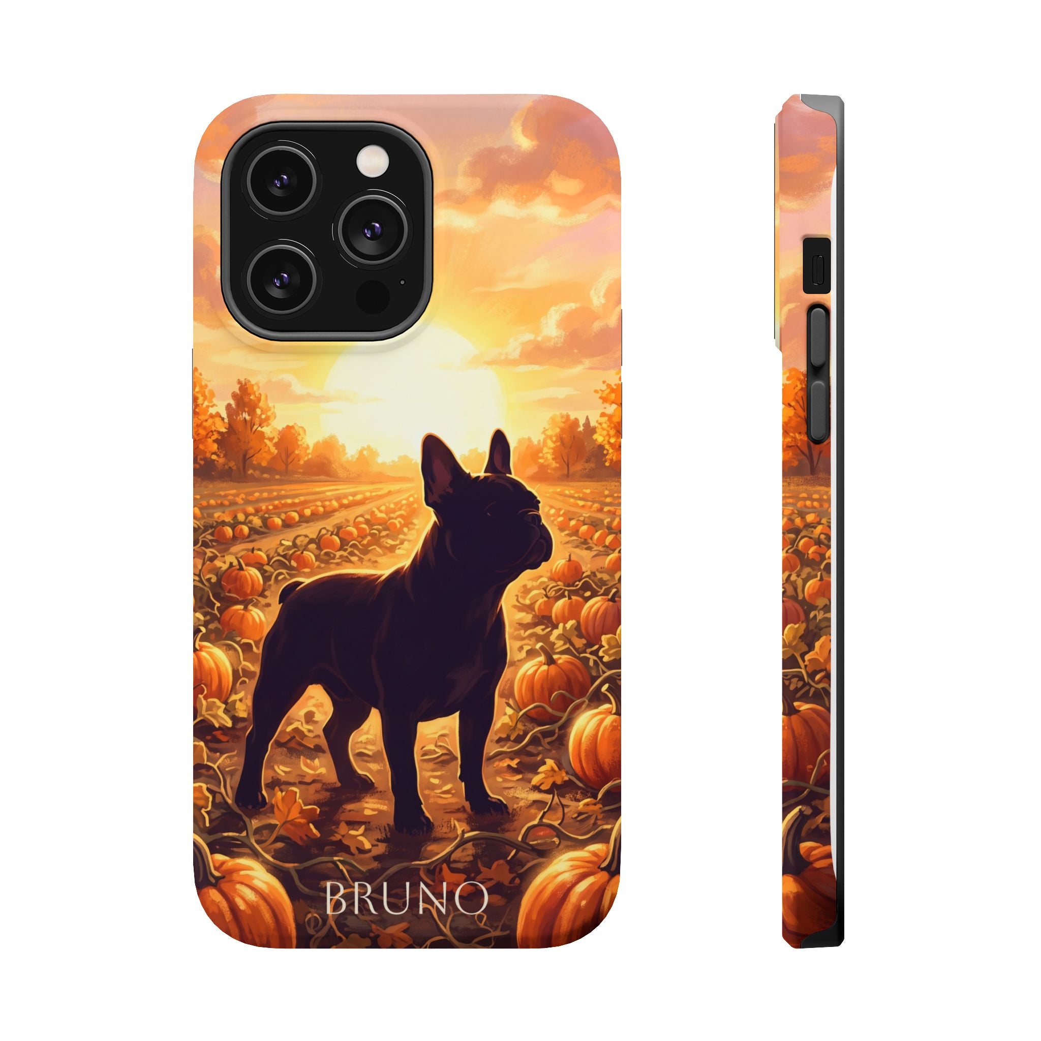 Personalized French Bulldog Pumpkin Patch Phone Case — Wireless Charging Cover