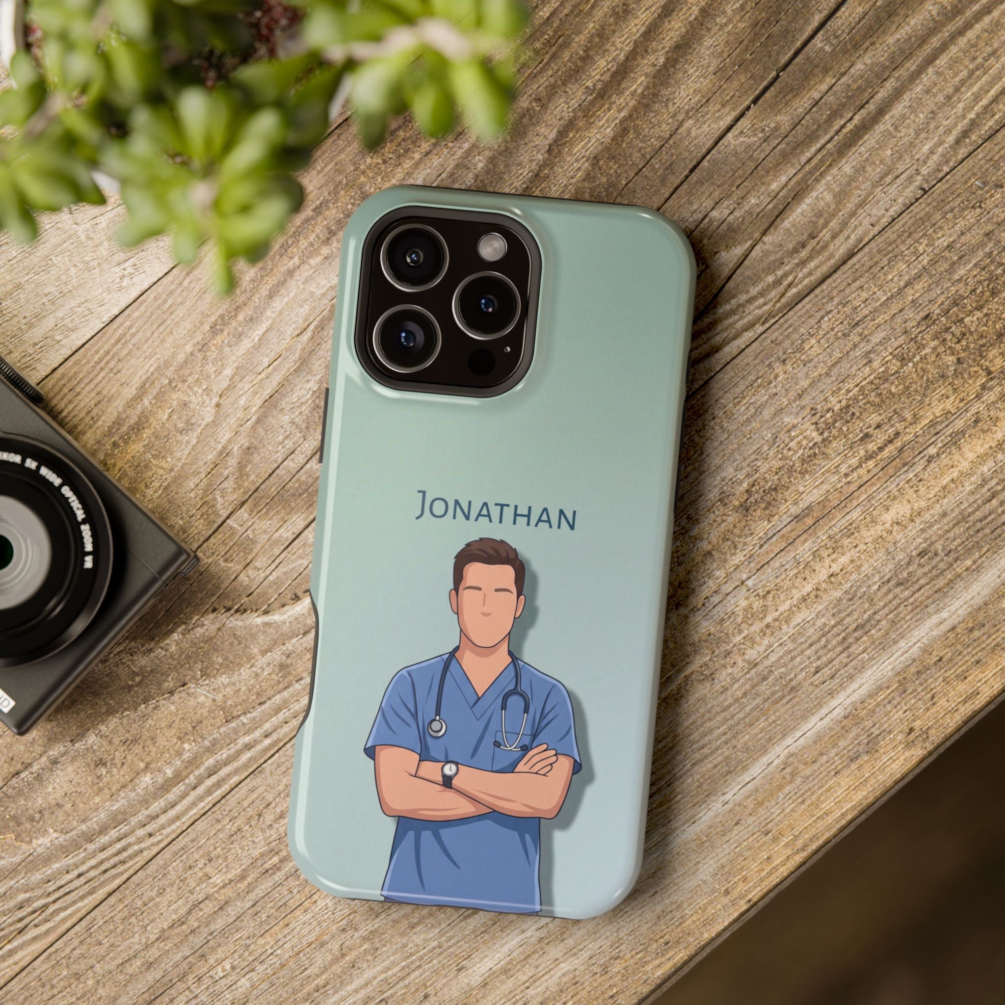 Personalized Nurse Portrait Phone Case — Impact-Resistant Wireless Charging Cover