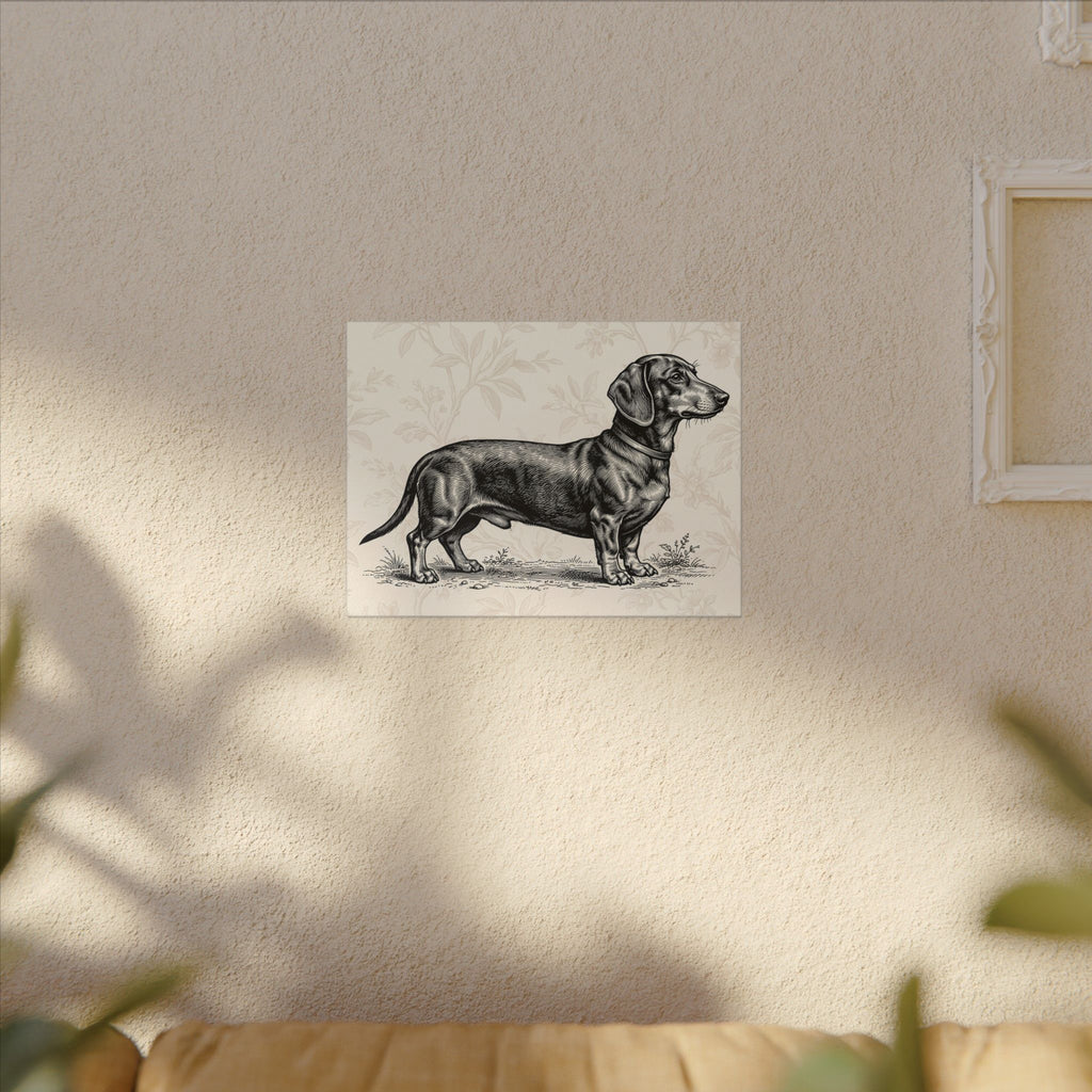 Dachshund Vintage Illustration Matte Canvas Wall Art