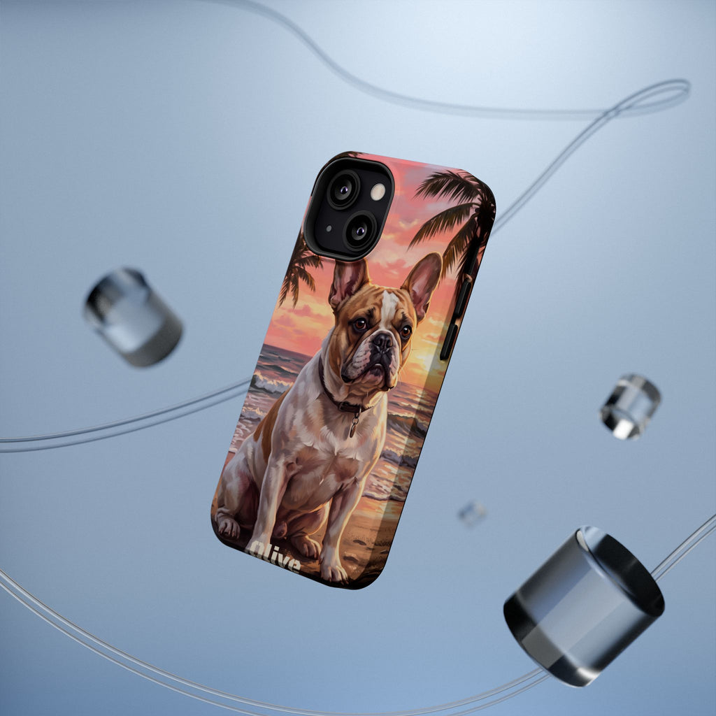 Personalized French Bulldog Beach Portrait Phone Case — Wireless Charging Cover