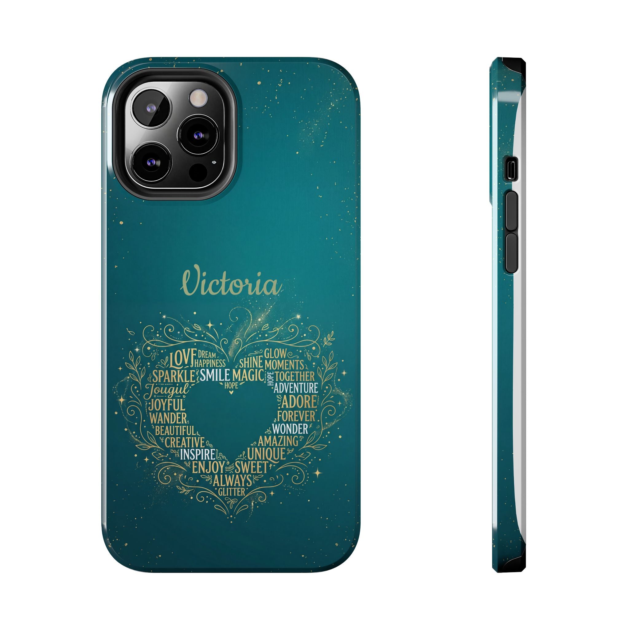 Personalized Teacher Phone Case — Custom Name Heart Word Art Design