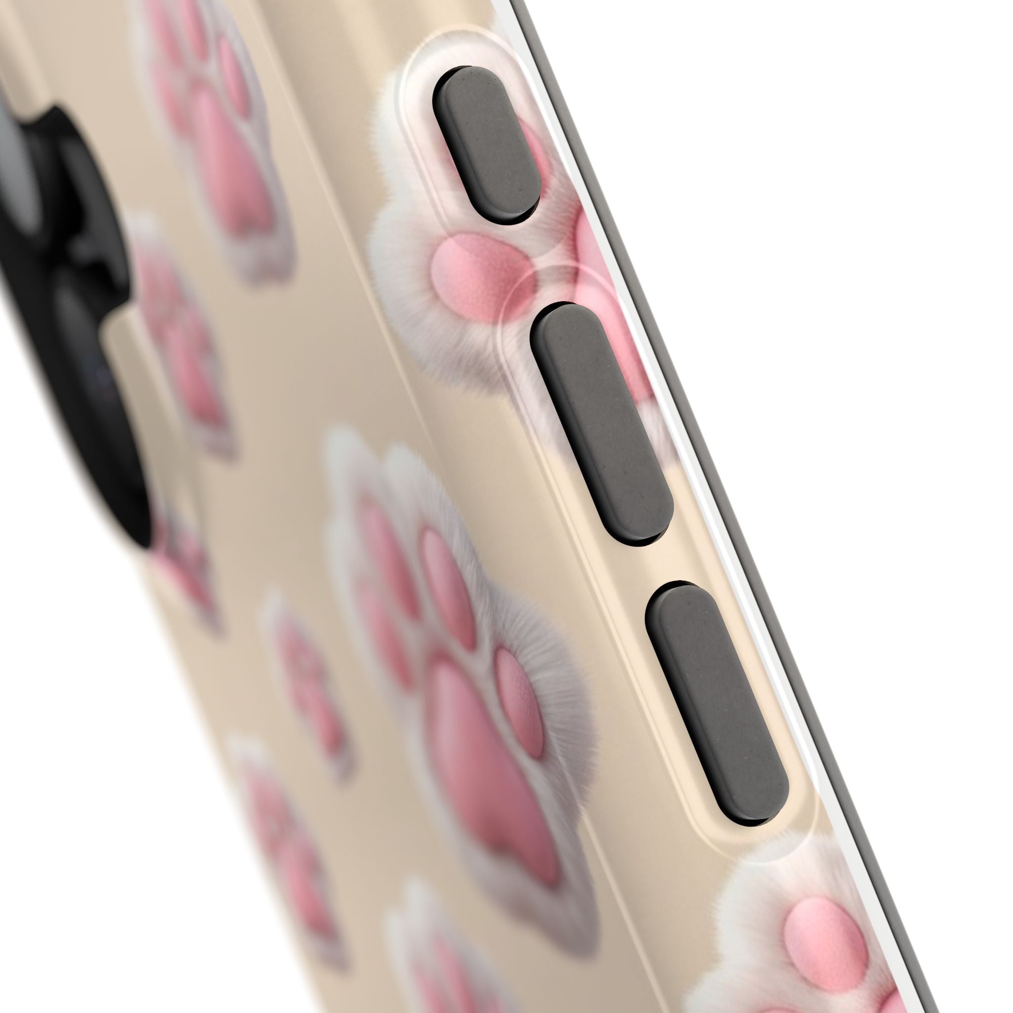 Pink Paw Print Phone Case — Impact-Resistant Wireless Charging Cover
