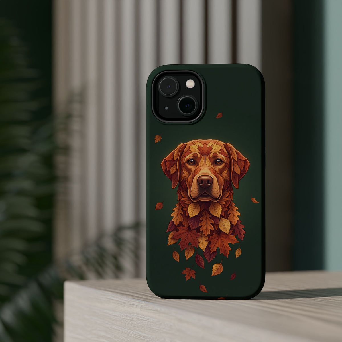 Autumn Leaves Labrador Phone Case — Tough Magnetic Case with Wireless Charging