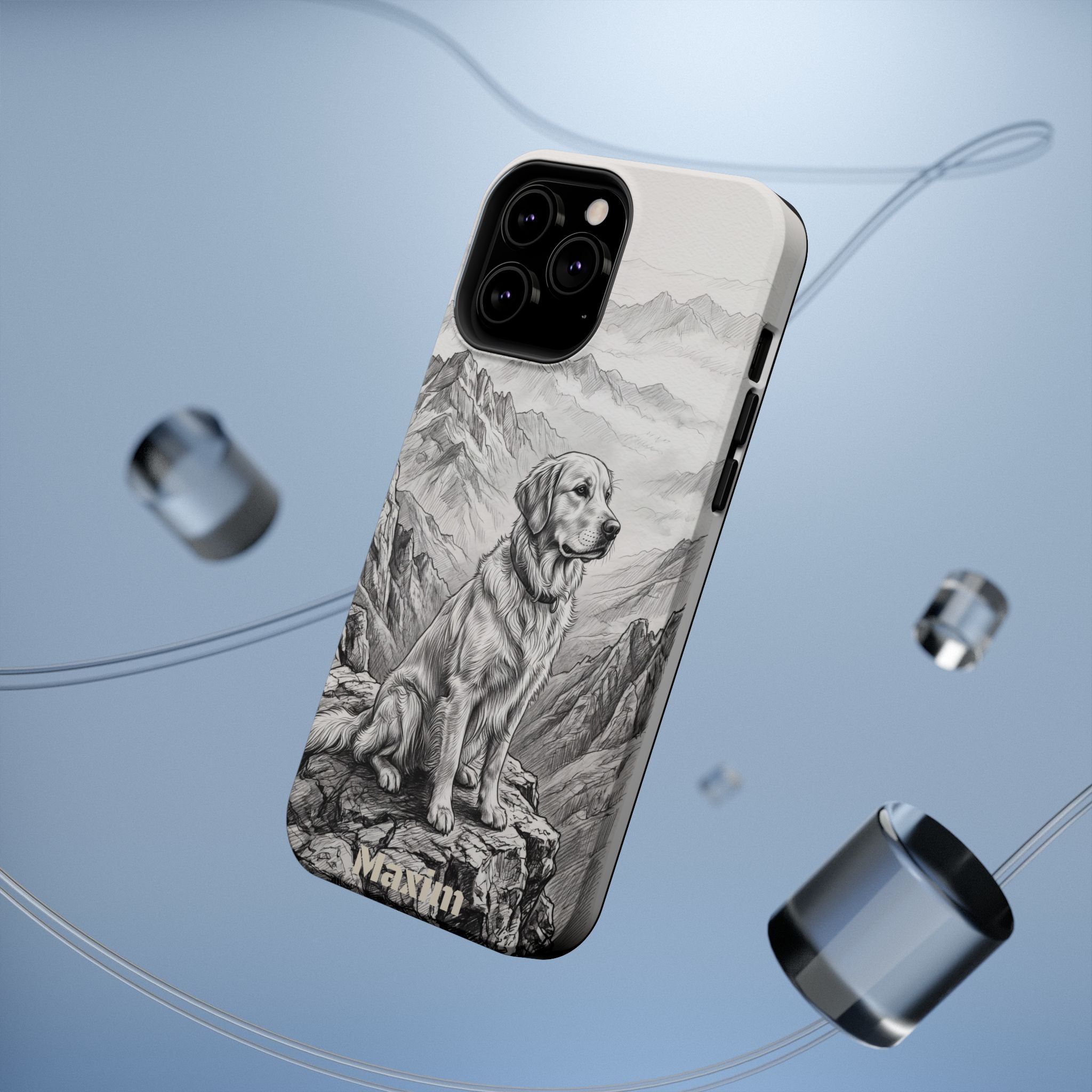 Personalized Golden Retriever Mountain Peak Phone Case — Wireless Charging Cover