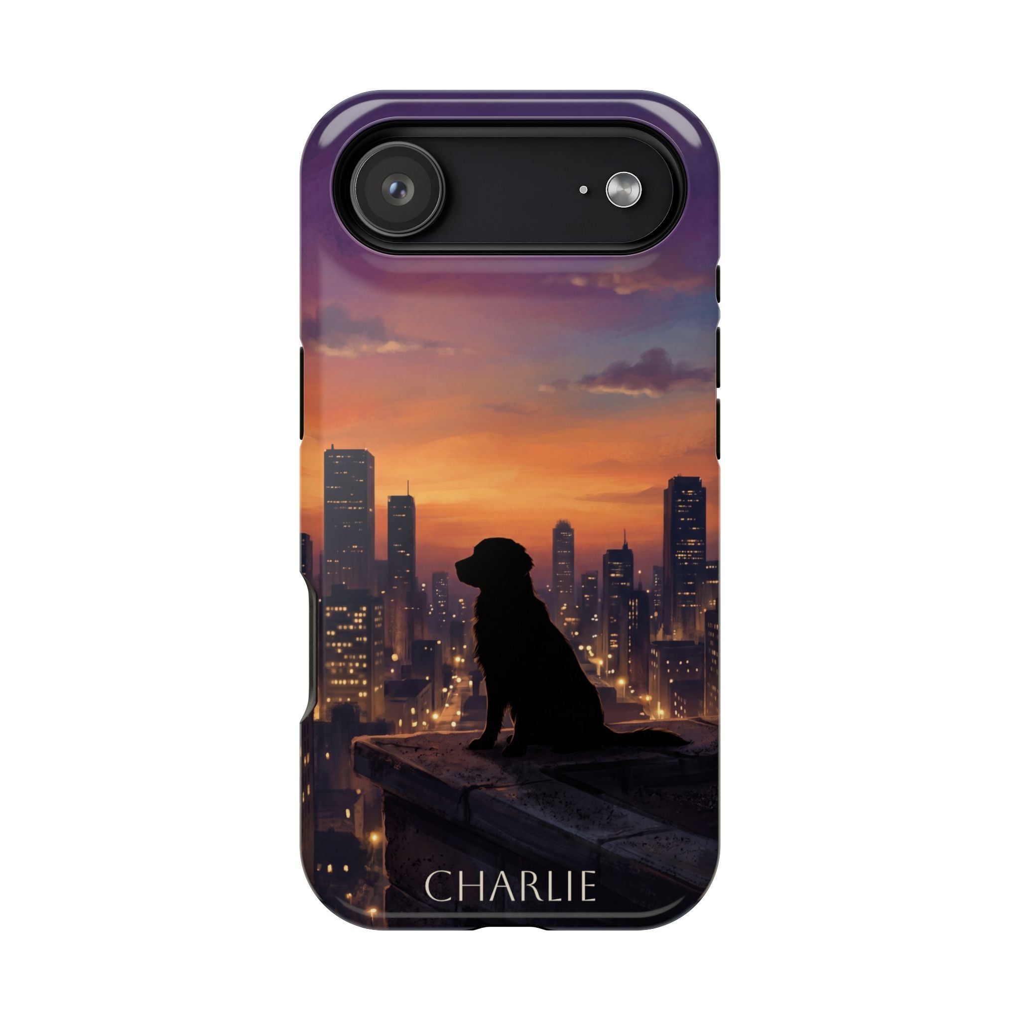 Personalized Golden Retriever City Skyline Phone Case — Wireless Charging Cover