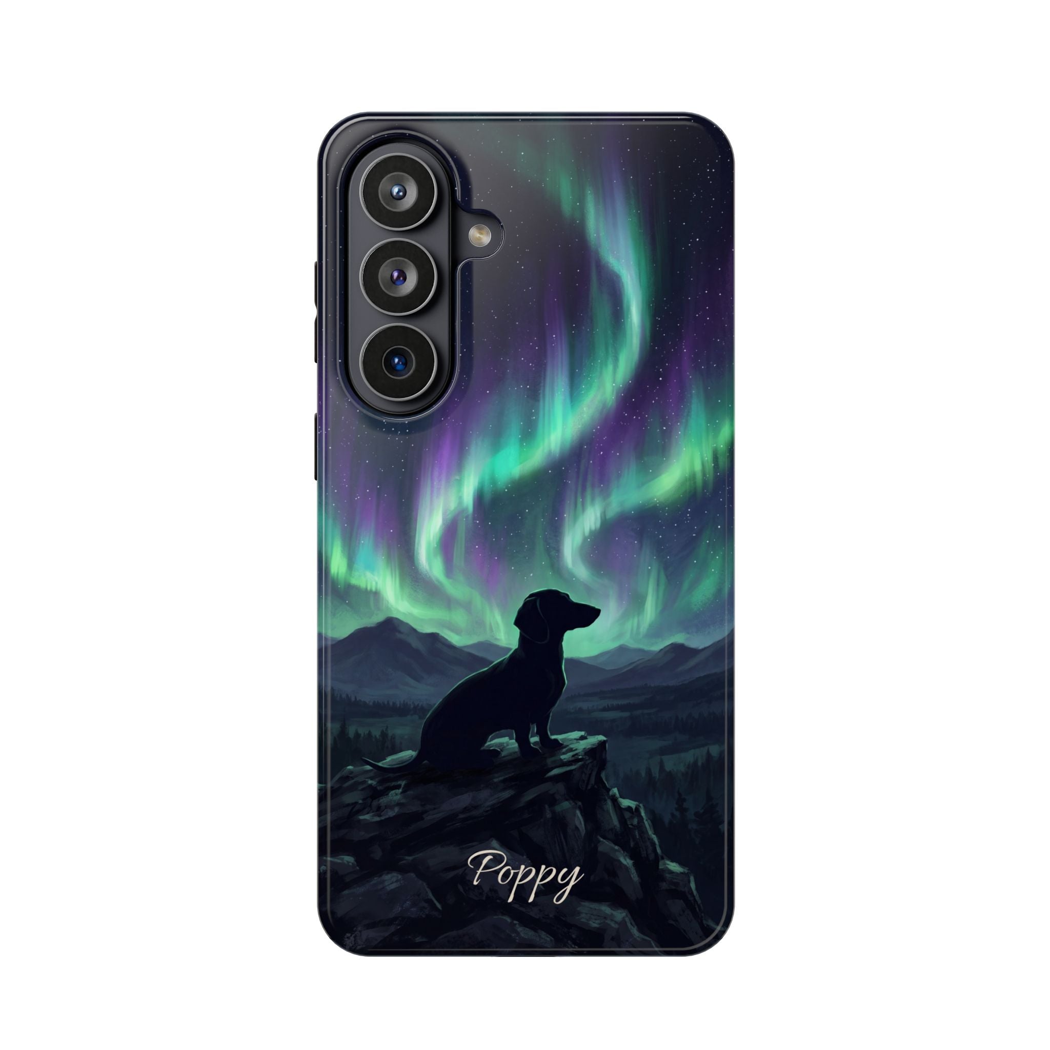 Personalized Dachshund Northern Lights Phone Case — Wireless Charging Cover