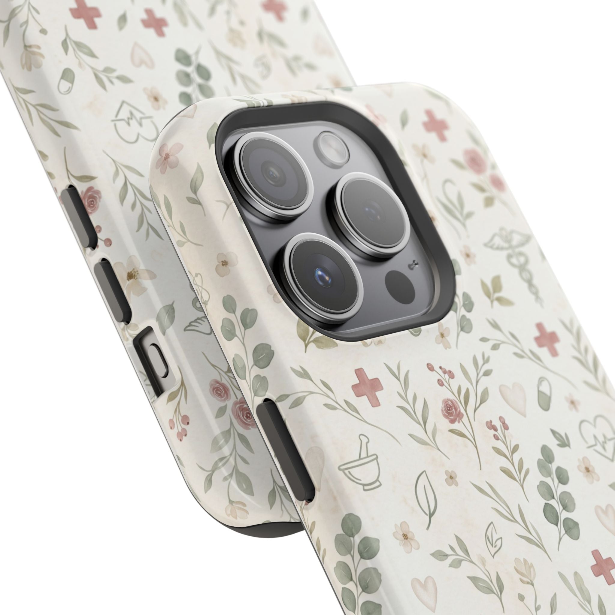 Floral Nurse Phone Case — Impact-Resistant Wireless Charging Cover