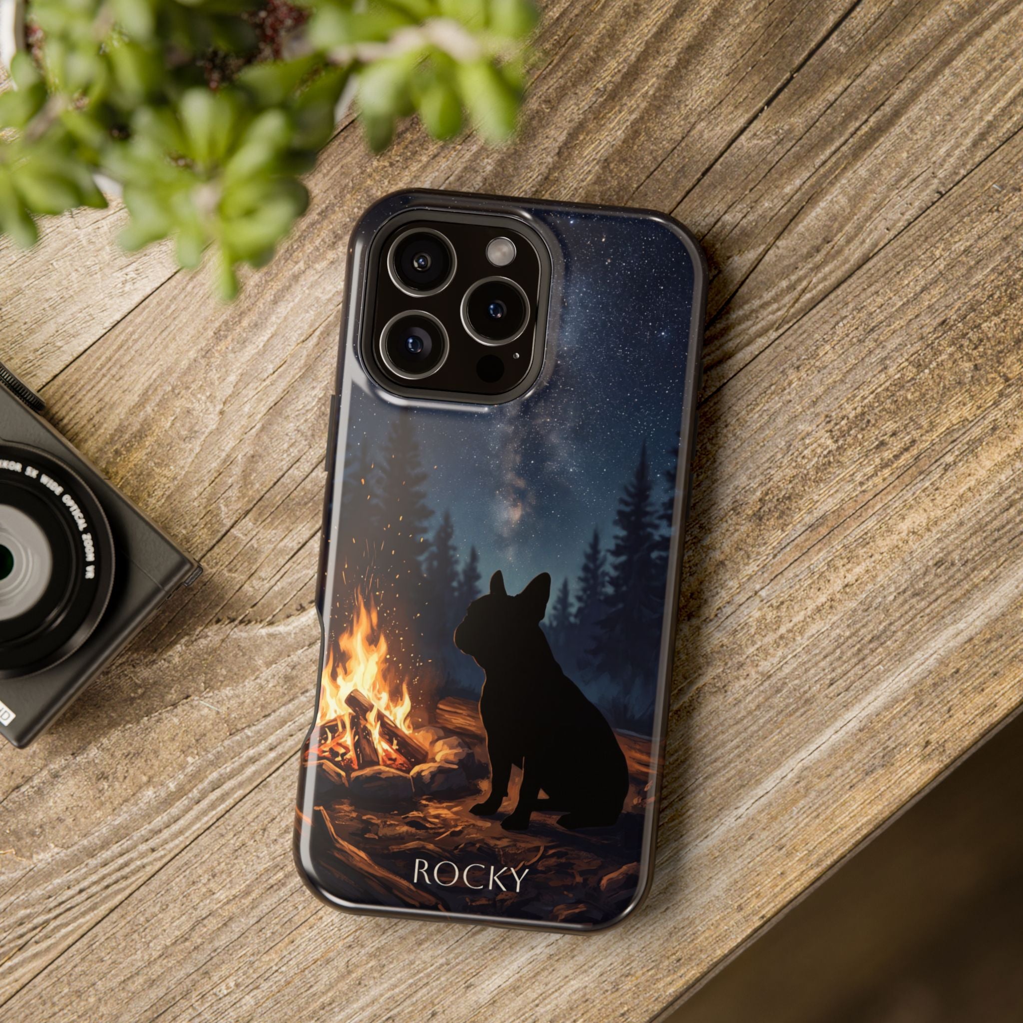 Personalized French Bulldog Campfire Phone Case — Wireless Charging Cover
