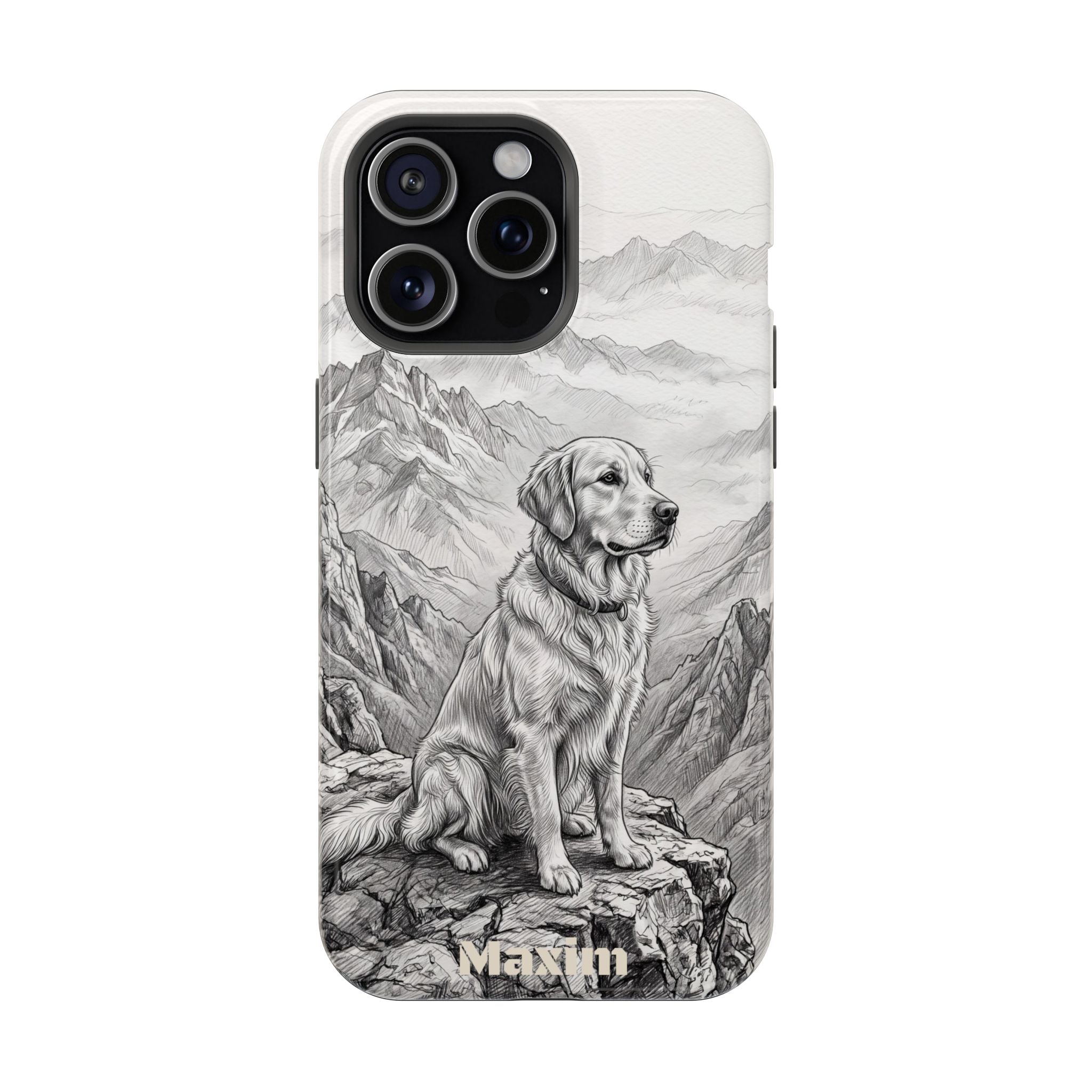 Personalized Golden Retriever Mountain Peak Phone Case — Wireless Charging Cover