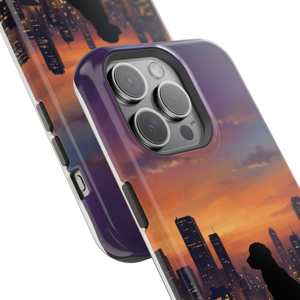 Personalized Golden Retriever City Skyline Phone Case — Wireless Charging Cover