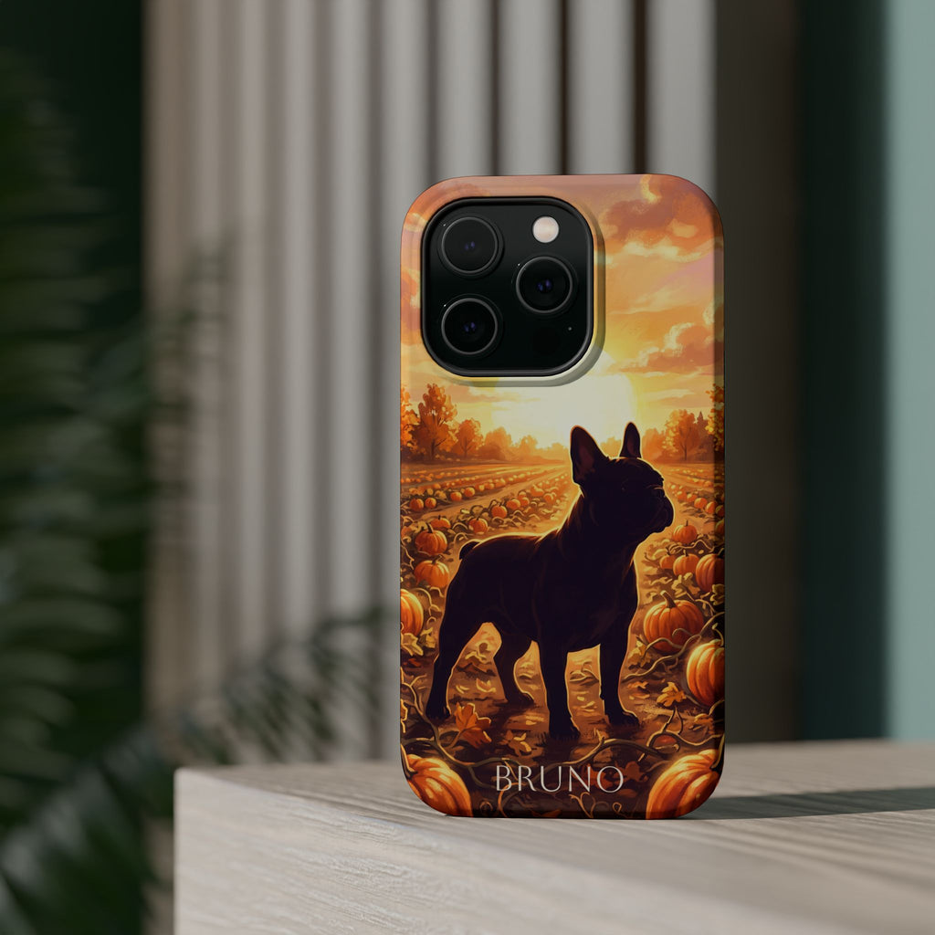 Personalized French Bulldog Pumpkin Patch Phone Case — Wireless Charging Cover