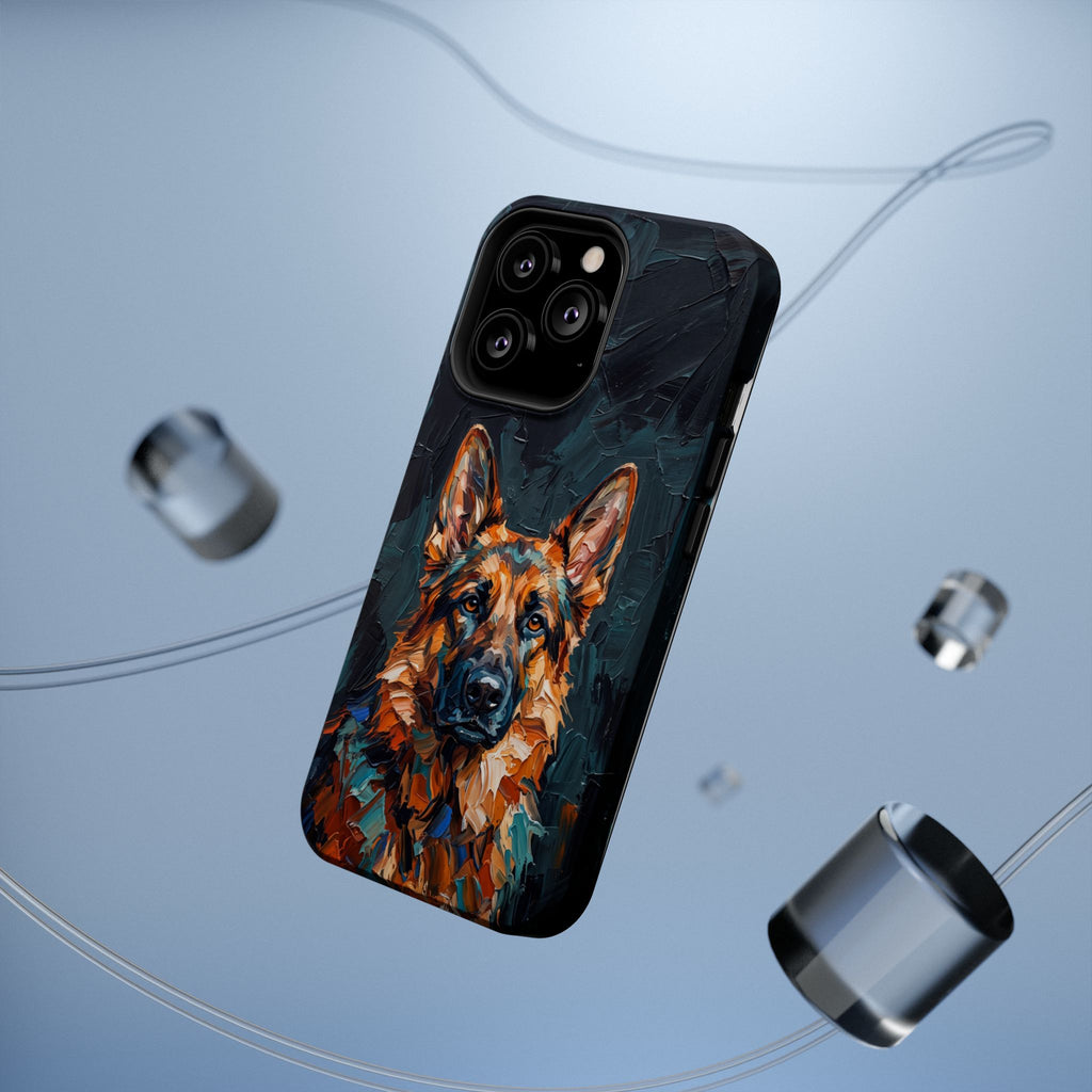 German Shepherd Phone Case | Palette Knife Painting Art — Tough Magnetic Case with Wireless Charging