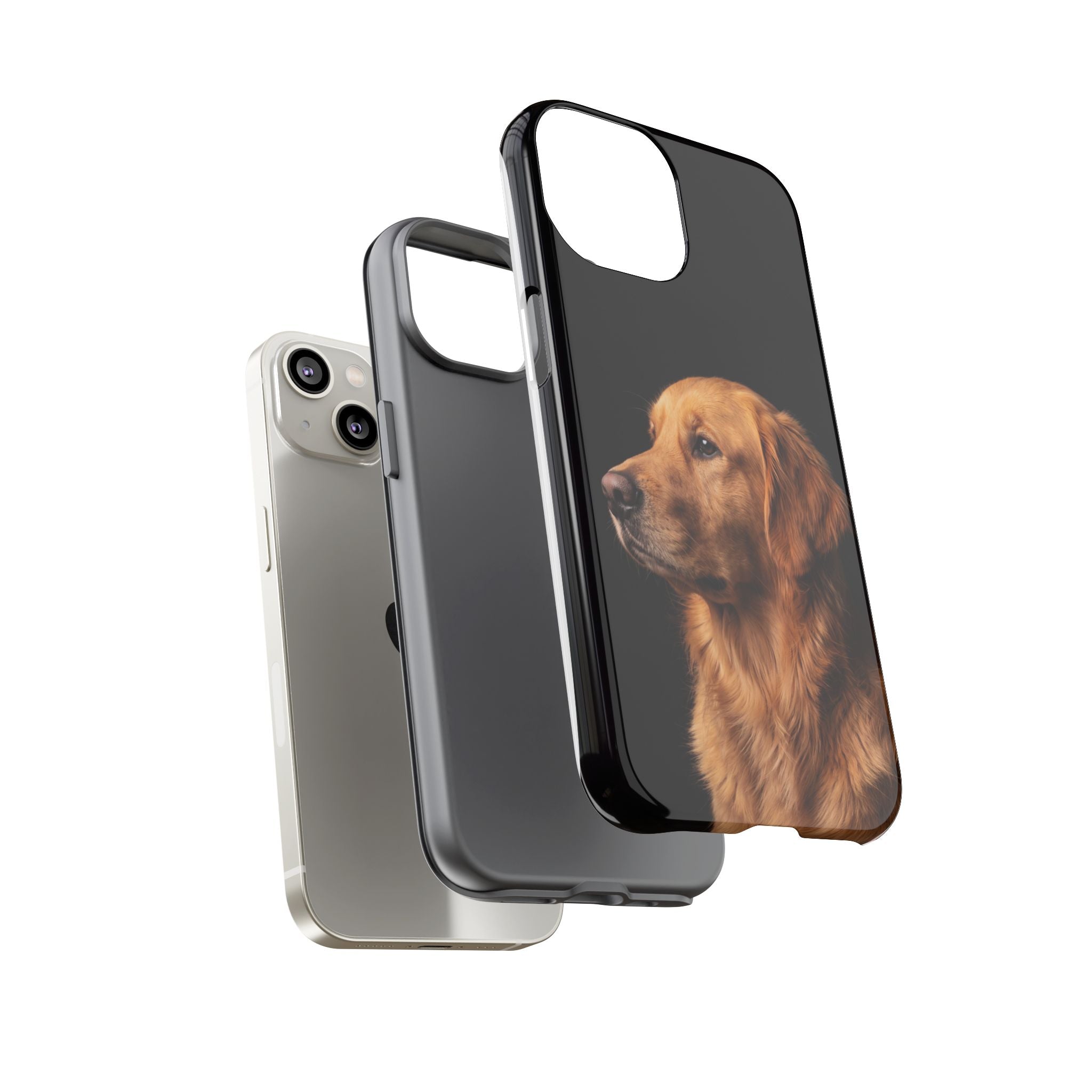 Golden Retriever Portrait Phone Case | Realistic Dog Photo on Black Background | iPhone & Samsung