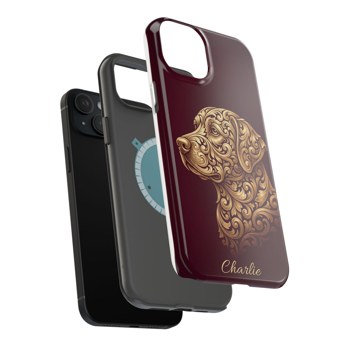 Personalized Gold Filigree Labrador Phone Case — Tough Magnetic Case with Wireless Charging