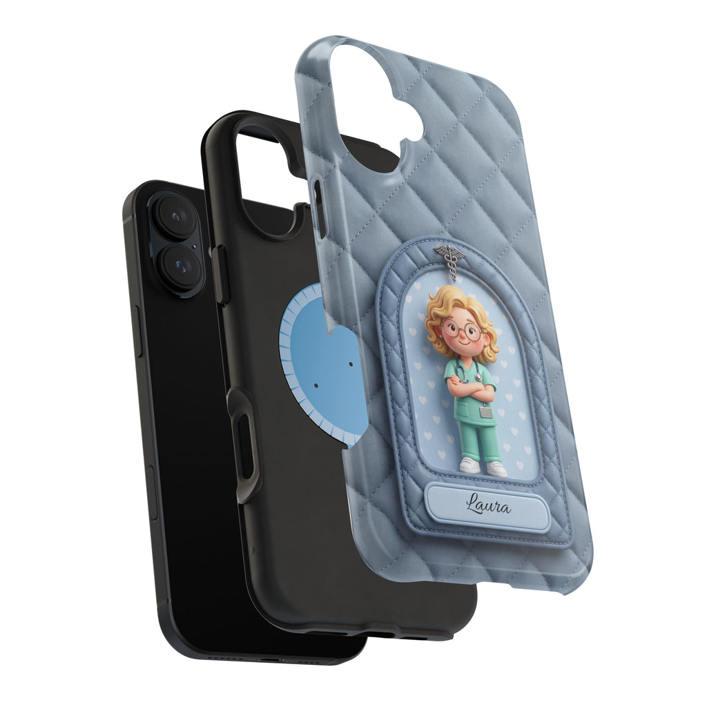 Personalized Quilted Nurse Phone Case — Wireless Charging Cover