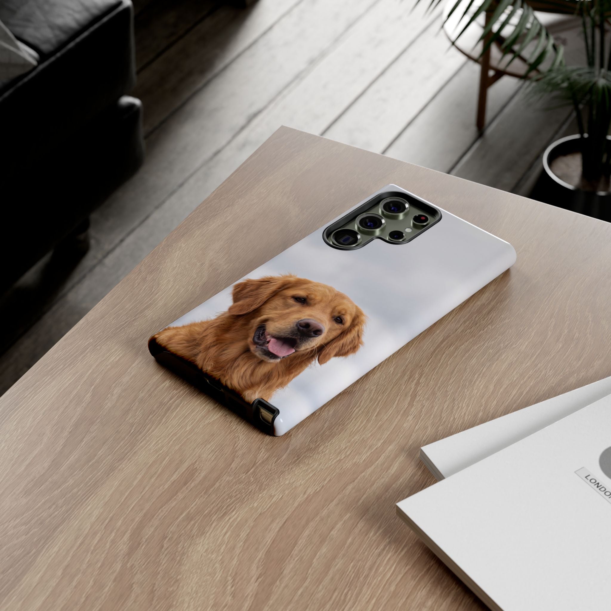 Golden Retriever Portrait Phone Case | Happy Dog Photo on Soft Sky Background | Samsung & iPhone