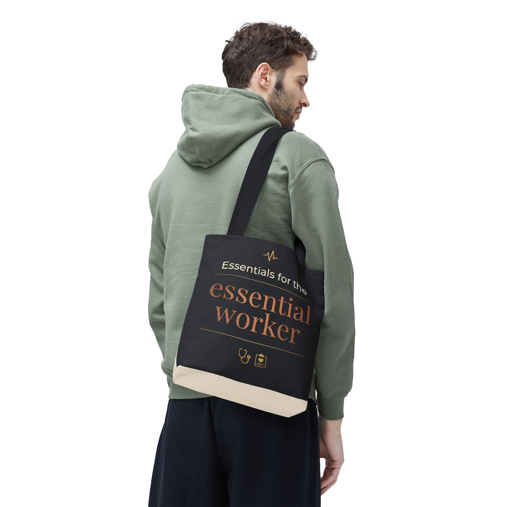 Essentials for the Essential Worker Tote | Healthcare Worker Gift Tote Bag | Nurse Doctor Appreciation Gift | Premium Polyester Carry-All