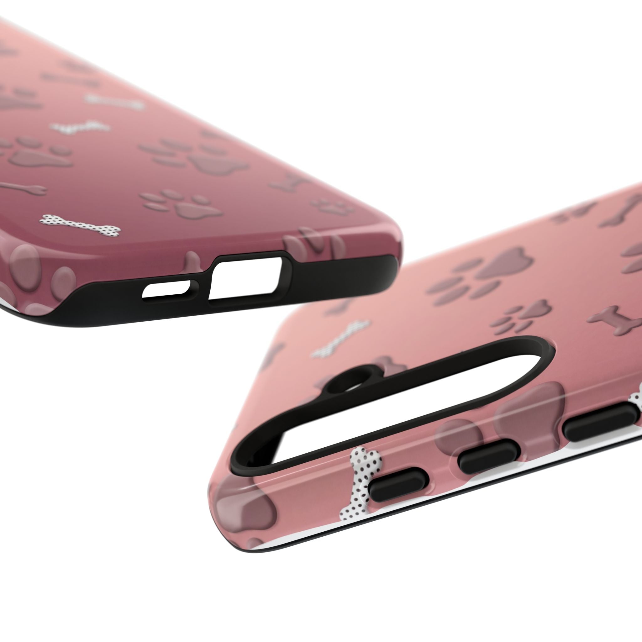iPhone & Samsung Phone Case | Paw Print & Bone  | Dusty Rose Pattern Case for Frenchie Lovers