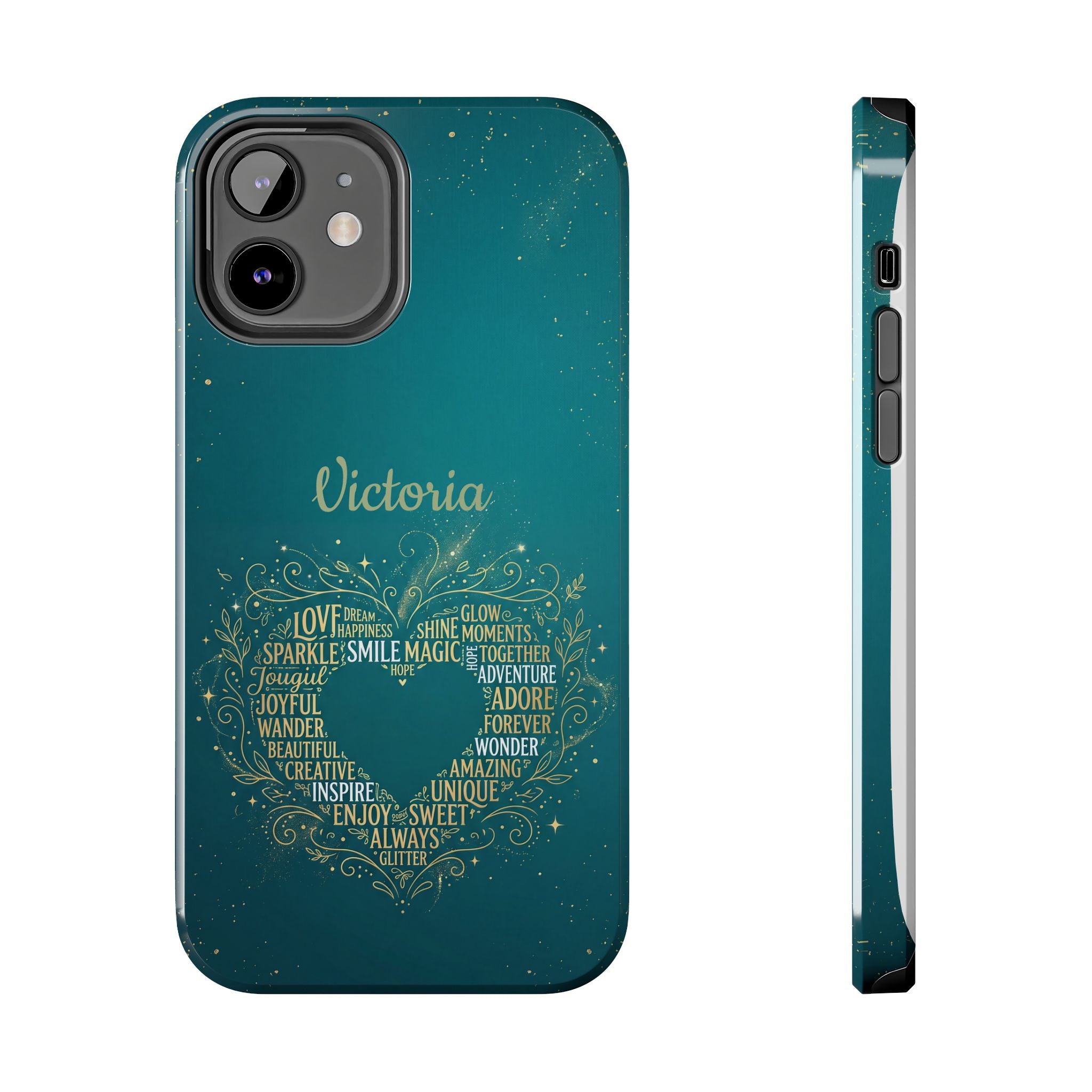 Personalized Teacher Phone Case — Custom Name Heart Word Art Design
