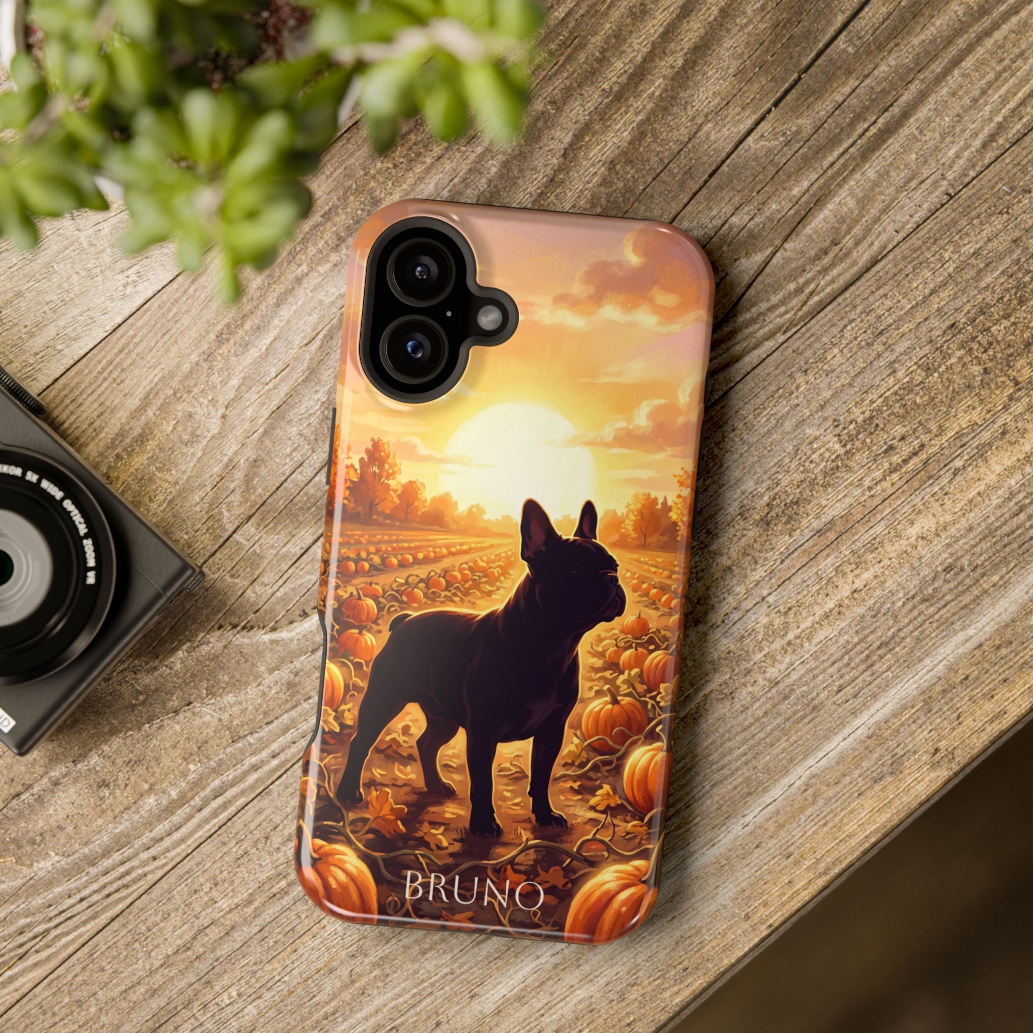 Personalized French Bulldog Pumpkin Patch Phone Case — Wireless Charging Cover