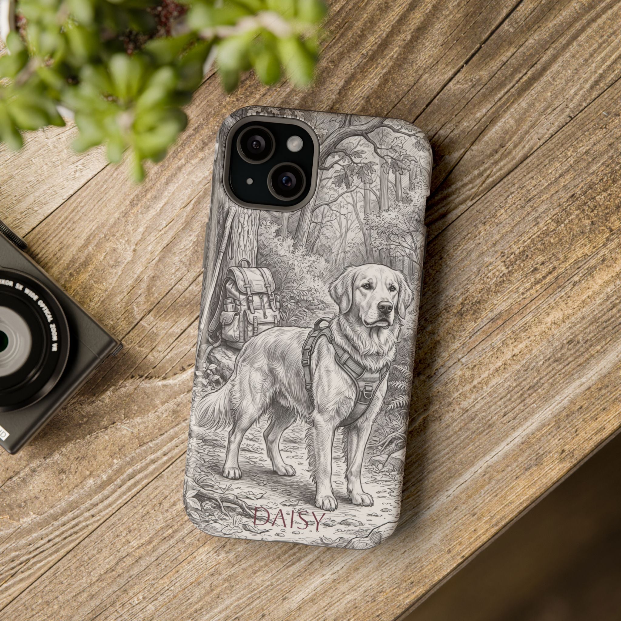 Personalized Golden Retriever Woodland Trail Phone Case — Wireless Charging Cover