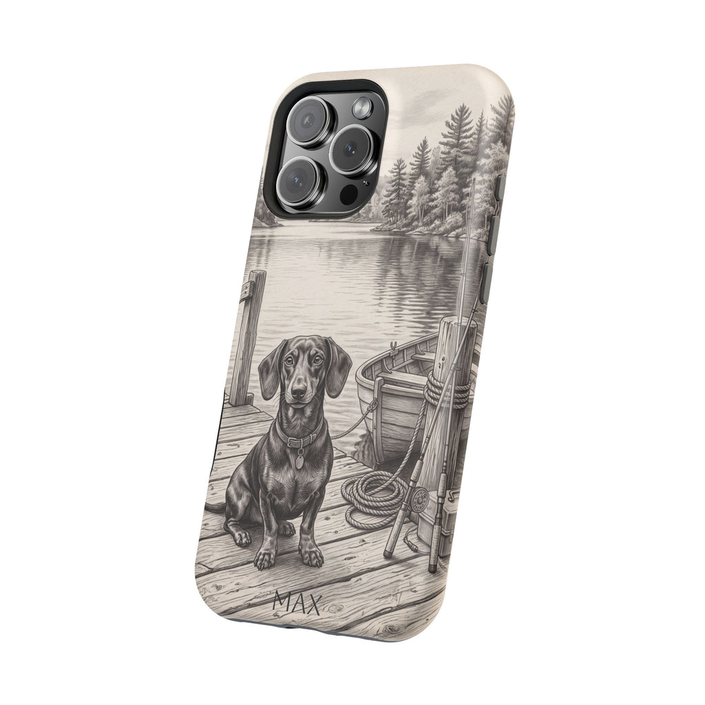 Personalized Dachshund Sunset Beach Phone Case — Wireless Charging Cover