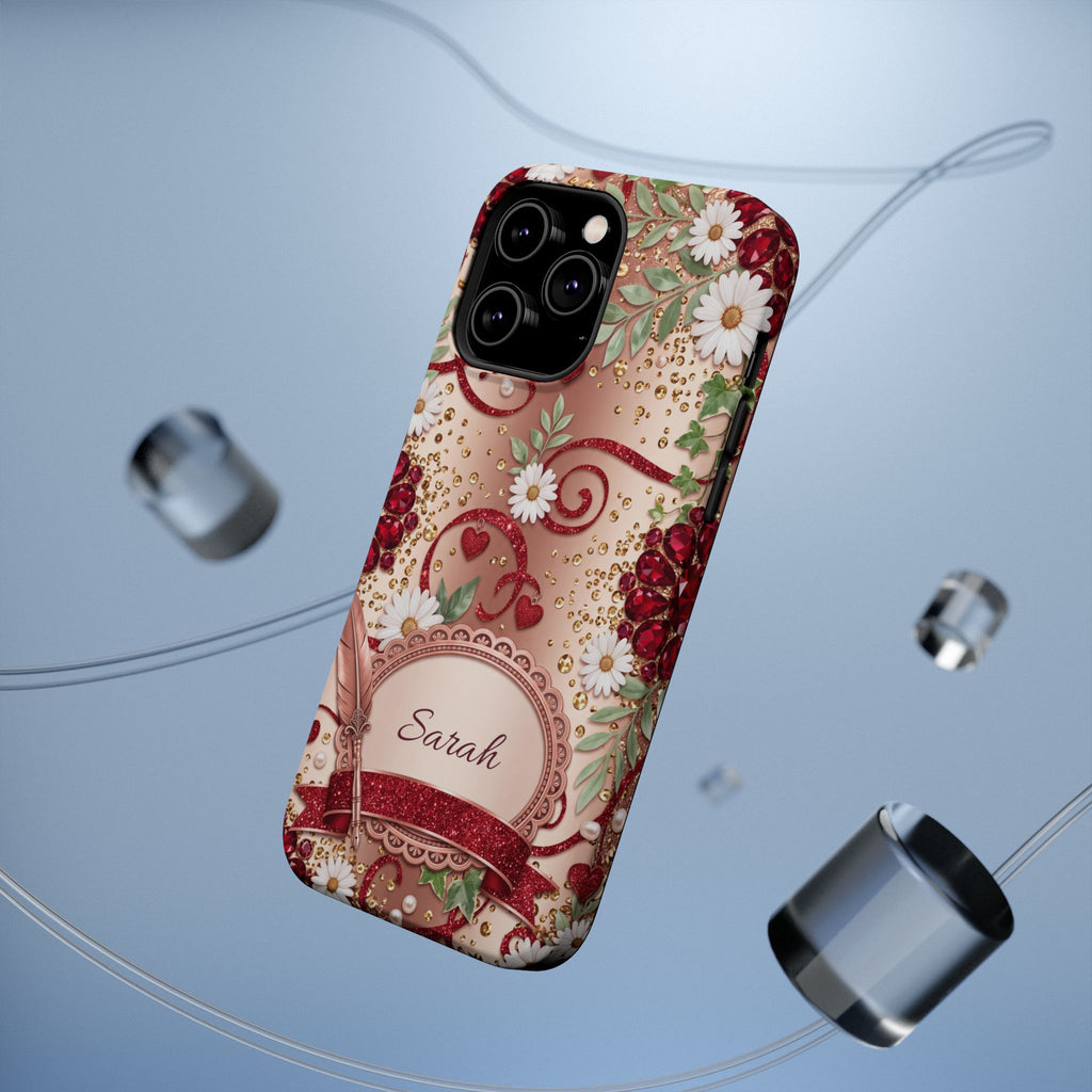Personalized Vintage Floral Teacher Phone Case — Wireless Charging Cover