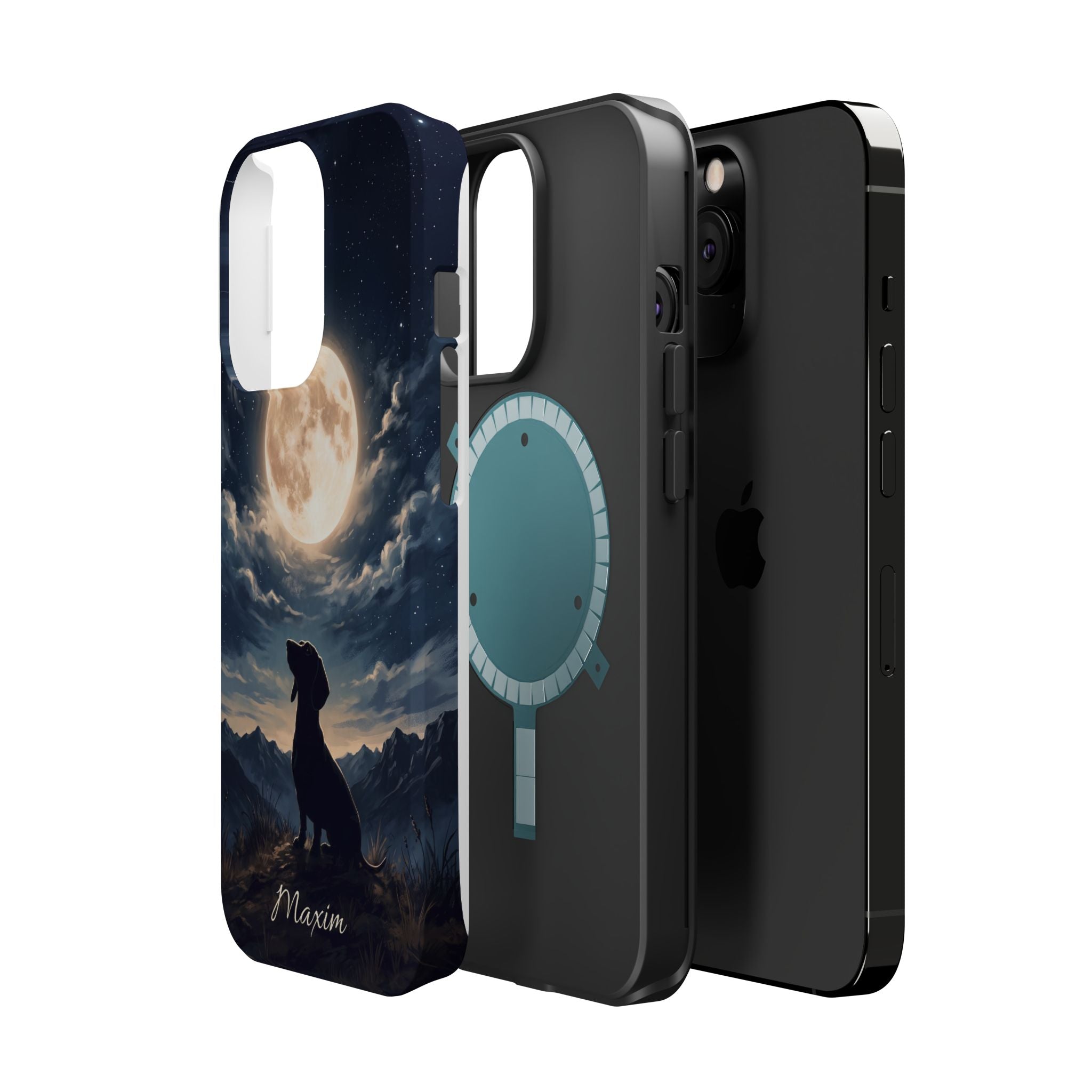 Personalized Dachshund Moonlight Phone Case — Wireless Charging Cover