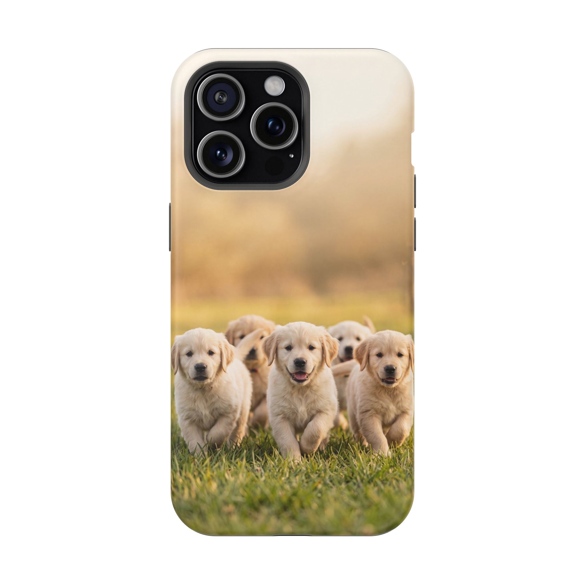 Golden Retriever Puppies Phone Case — Impact-Resistant Wireless Charging Cover