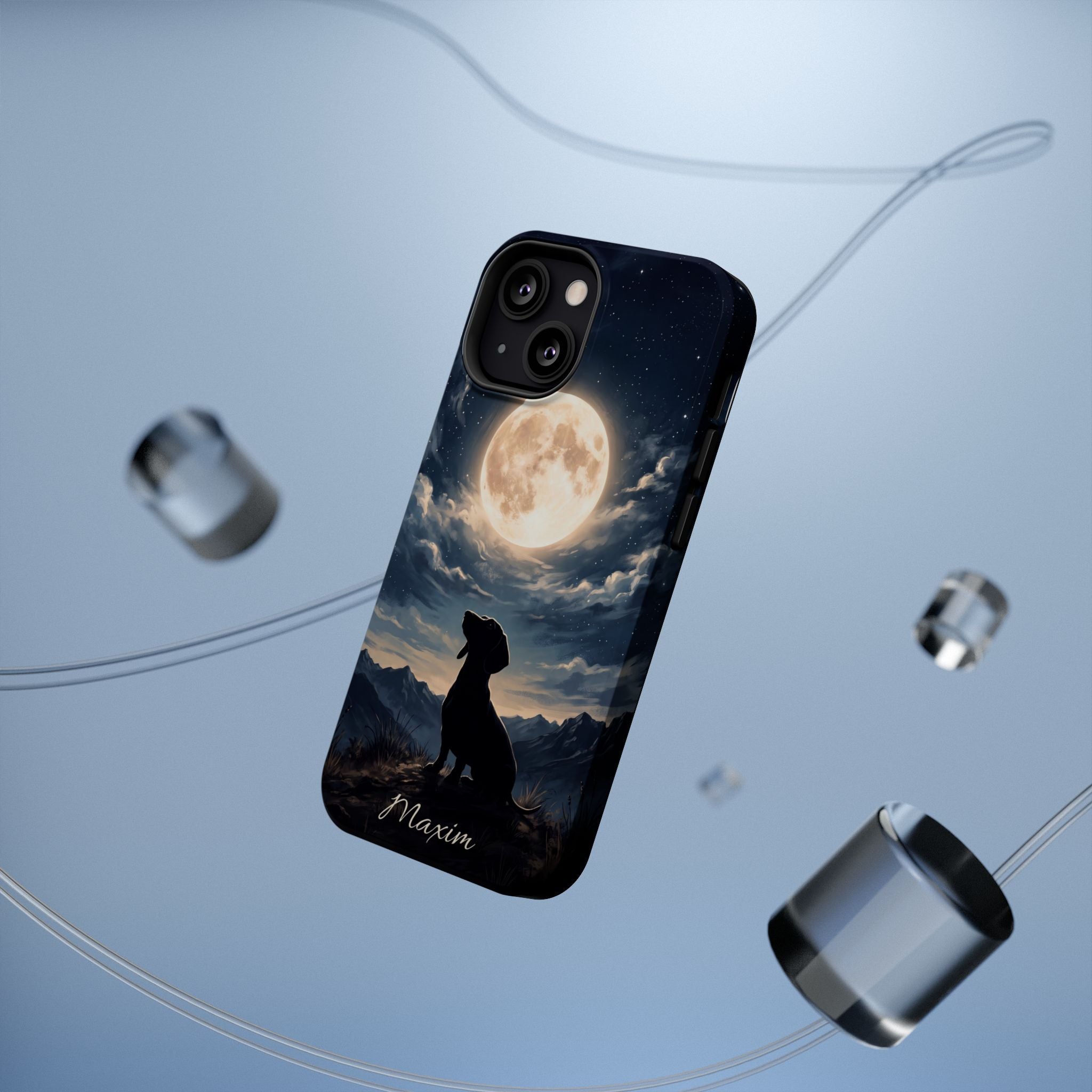 Personalized Dachshund Moonlight Phone Case — Wireless Charging Cover