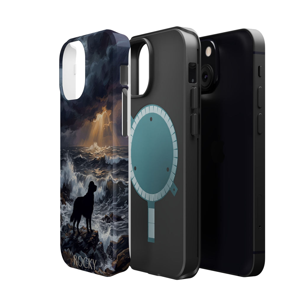 Personalized Golden Retriever Stormy Sea Phone Case — Wireless Charging Cover