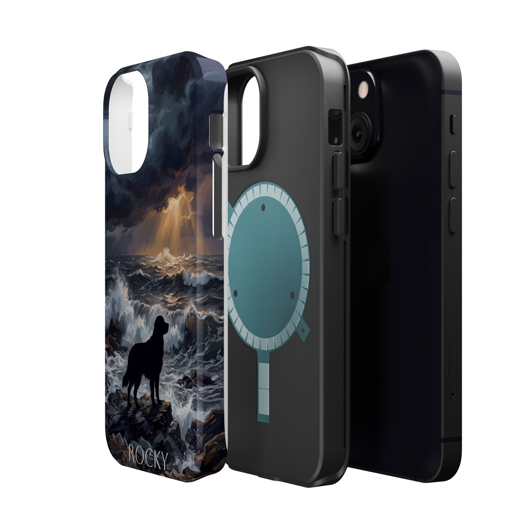 Personalized Golden Retriever Stormy Sea Phone Case — Wireless Charging Cover