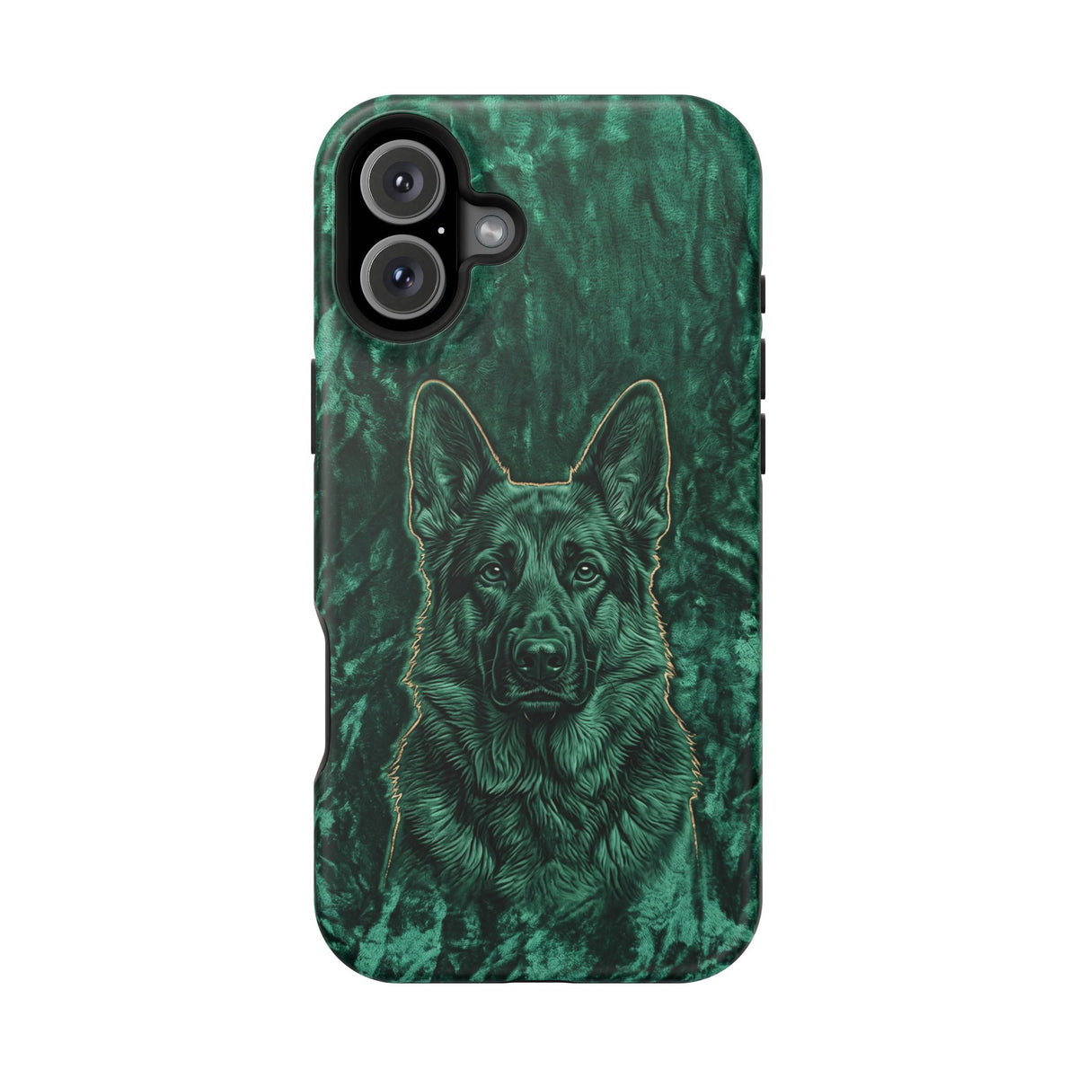 German Shepherd Phone Case | Emerald Velvet Art — Tough Magnetic Case with Wireless Charging
