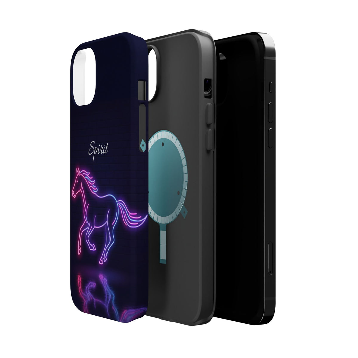 Personalized Neon Glow Horse Phone Case — Tough Magnetic Case with Wireless Charging