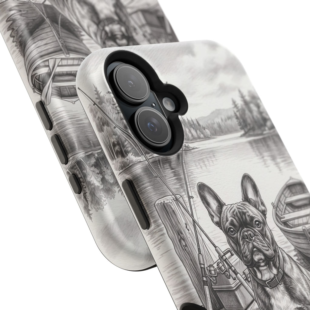 Personalized French Bulldog Lakeside Dock Phone Case — Wireless Charging Cover