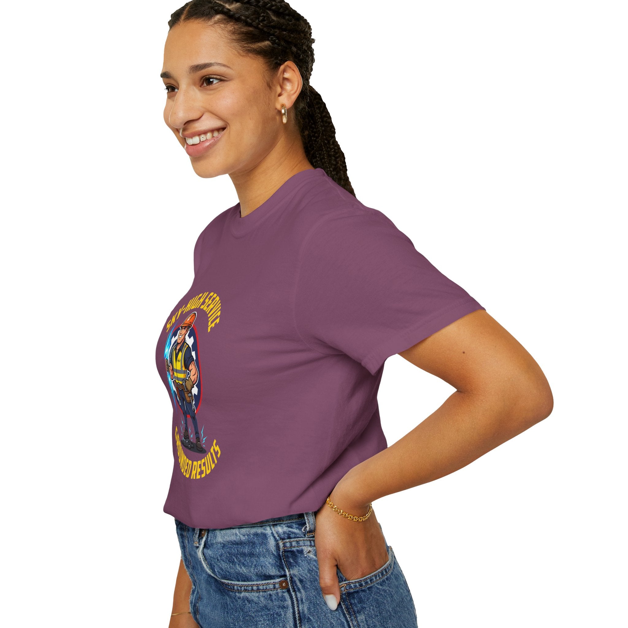 Sky-High Service Grounded Results Electrician T-Shirt