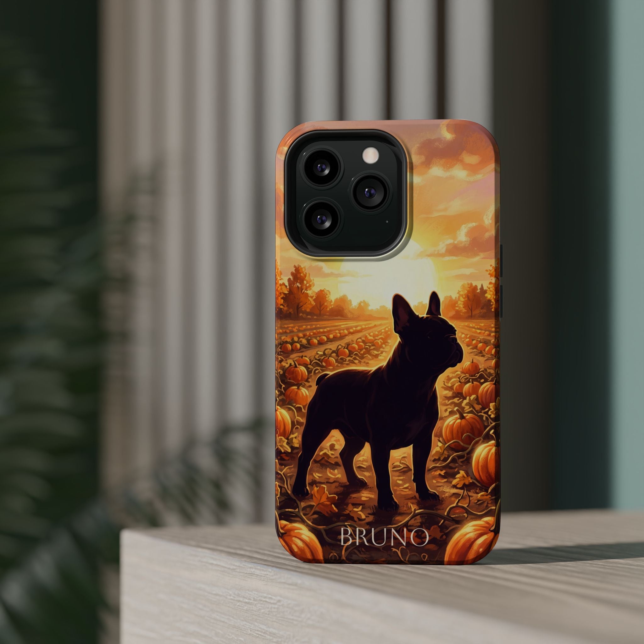 Personalized French Bulldog Pumpkin Patch Phone Case — Wireless Charging Cover