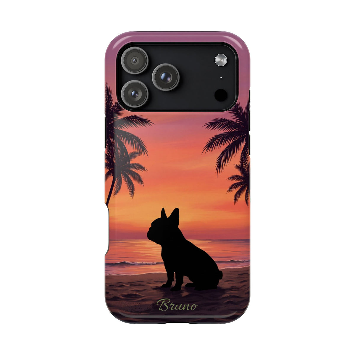 Personalized French Bulldog Tropical Beach Phone Case — Wireless Charging Cover